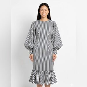 STYLEWE Monochrome Striped Long Sleeve Dress